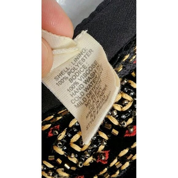 Anthropologie Raga Shenia Embroidered Sleeveless Maxi Dress Size LP Velvet Beads - Picture 7 of 9